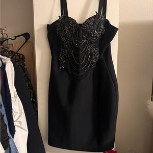 Elegant Black Embellished Dress